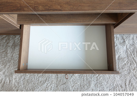 top view of a opened empty drawer top view of a opened empty drawer 104057049