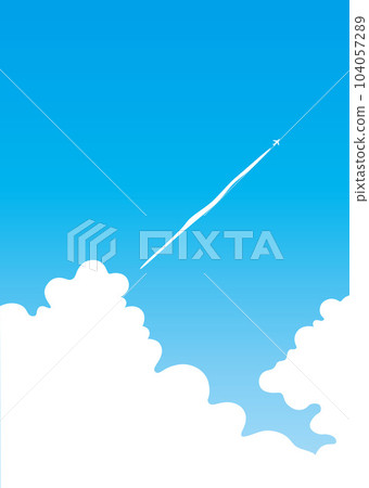 Material _ background _ blue sky _ contrail _ vertical 104057289