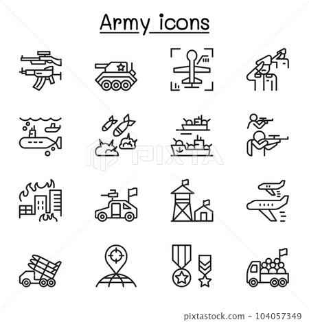 War icon in thin line style 104057349