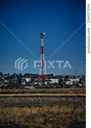 Steel tower and Japanese landscape 104057834