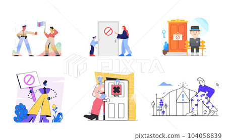set of clip art, sings concept of block, gate close, website set of clip art, sings concept of block, gate close, website 104058839
