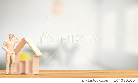 The man and home icon for real estate concept 3d rendering The man and home icon for real estate concept 3d rendering 104059109