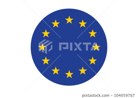 Flag of the European Union EU symbol round icon, banner vector illustration. Flag of the European Union EU symbol round icon, banner vector illustration. 104059787