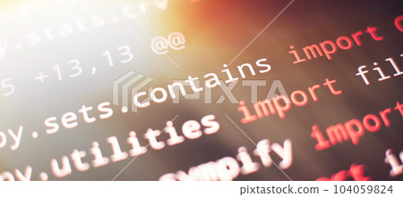 Computer script, function. Digital technology, software development concept. 104059824