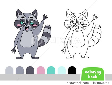 Coloring Book for Kids Raccoon Page for Books Magazines Vector Illustration Template Coloring Book for Kids Raccoon Page for Books Magazines Vector Illustration Template 104060065