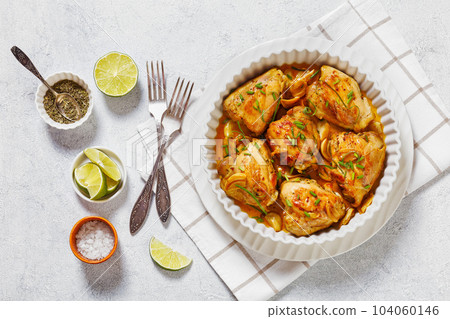 garlic rosemary thyme herbed baked chicken thighs 104060146
