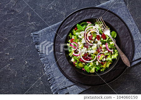 Green Salad with Apple, Cheese, Cranberry in bowl Green Salad with Apple, Cheese, Cranberry in bowl 104060150
