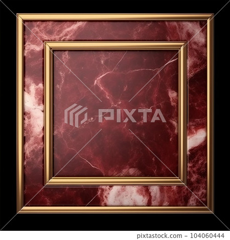 帶有勃艮第大理石圖案的方形金色框架。秋冬方形抽像模板。人工智能生成圖像 104060444