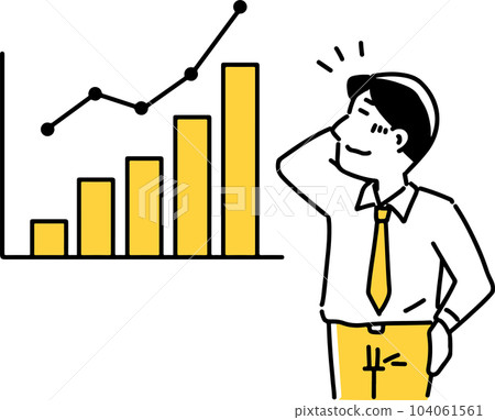 商人對著好結果的圖表咧嘴笑 104061561