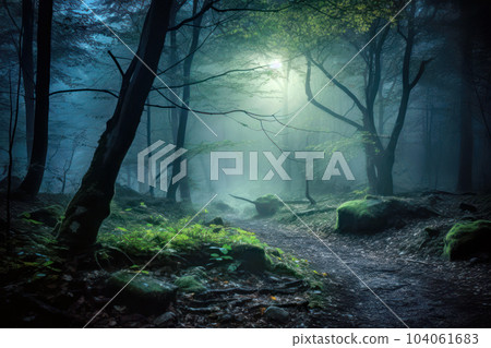 被月光照亮的神秘森林 104061683