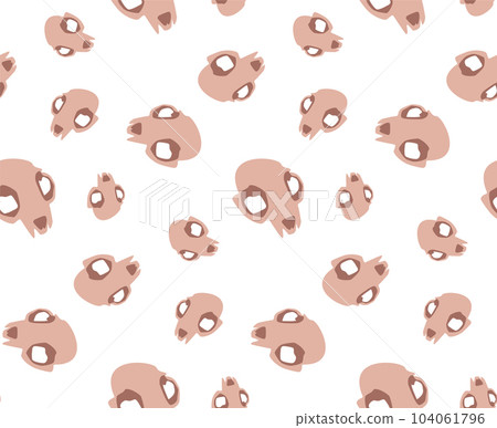 Vector pattern of the symbols of the occult. Texture of skulls. Print on factory textiles. Isolated on a white background 104061796