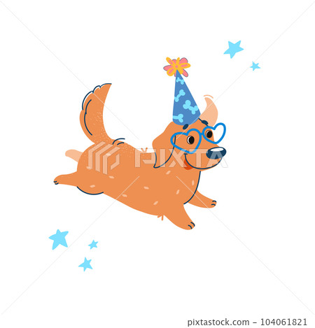 Cool dog in cap and glasses. Dog vector. Cute puppy. Stock Vector