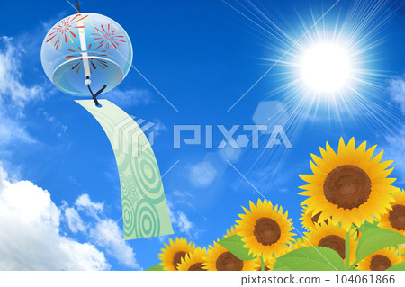 向日葵風鈴夏日形象背景素材 104061866