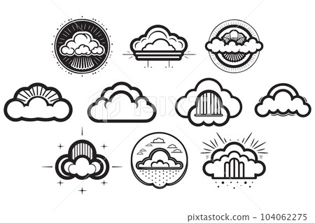 Hand Drawn vintage cloud logo in flat style Hand Drawn vintage cloud logo in flat style 104062275