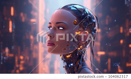 The female robot of Artificial Intelligence concept in the future 104062317