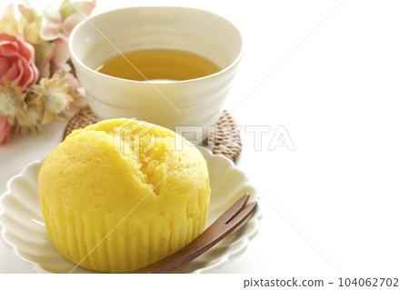 Tea time with plain muffins Tea time with plain muffins 104062702
