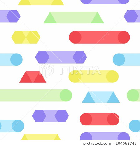 Abstract flat geometric seamless pattern background, design with the simple shape of circles, hexagones and triangles. 104062745