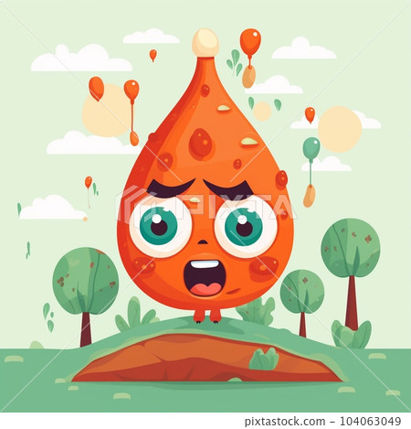 Cartoon pituitary gland with hormones 104063049