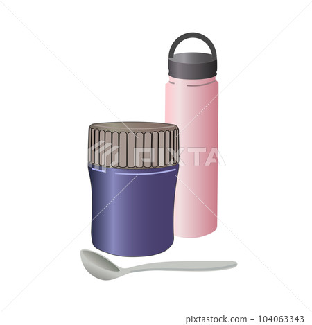 Bento soup jar and water bottle illustration material 104063343