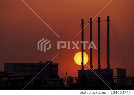 Yodogawa Kasenkoen 取水塔和日落 104063743