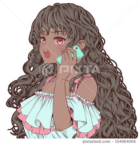 A young woman who speaks on a smartphone, makes a call, calls, anger, protest A young woman who speaks on a smartphone, makes a call, calls, anger, protest 104064008