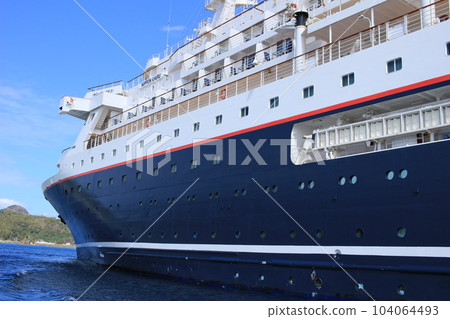 The hull of the cruise ship Nippon Maru seen directly from the sea The hull of the cruise ship Nippon Maru seen directly from the sea 104064493
