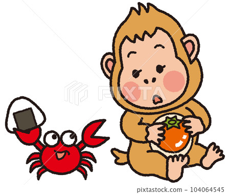拿著飯糰的螃蟹在和拿著柿子的猴子說話 拿著飯糰的螃蟹在和拿著柿子的猴子說話 104064545