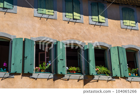 Windows With Flowers In Ancient City Carcassonne In France 104065266