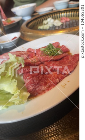 爐子上的烤肉盛宴美味的肉 104065801