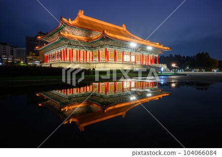 There are beautiful reflections on the water in Liberty Square. 104066084