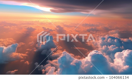 從飛機上看到的雲海,天空中的雲彩,天空中的夕陽 從飛機上看到的雲海,天空中的雲彩,天空中的夕陽 104066134