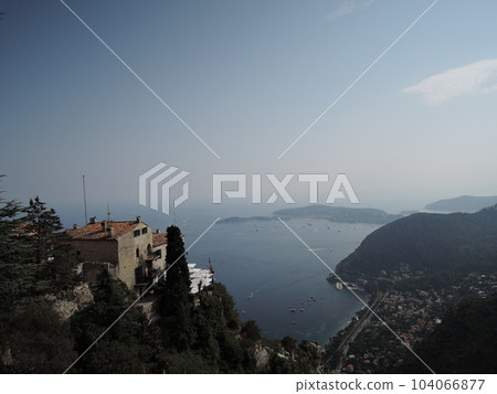 Eze is a seaside commune in the Alpes Maritimes department in the Provence Alpes Cote dazur region in Southeastern France. Eze is a seaside commune in the Alpes Maritimes department in the Provence Alpes Cote dazur region in Southeastern France. 104066877