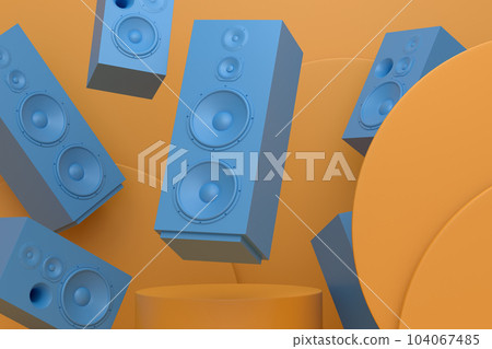 Abstract scene or podium with Hi-fi speakers on monochrome background 104067485