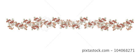 Flowers and leaves autumn border for card. Watercolor illustration for scrapbooking . Hand drawn background with flower for design. Perfect for wedding invitation. 104068271