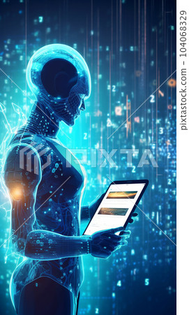 Robot, electronic and digital access, user authentication system, technology and cybernetics, cybersecurity, information security, encryption, data protection Robot, electronic and digital access, user authentication system, technology and cybernetics, cybersecurity, information security, encryption, data protection 104068329