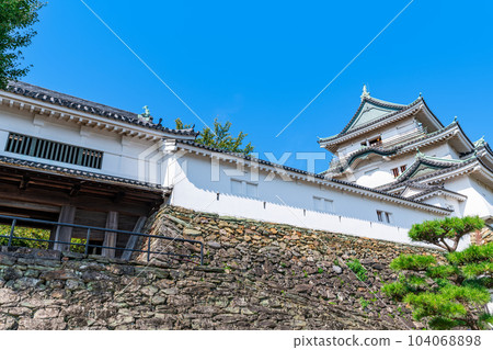 和歌山縣和歌山市和歌山城堡塔在晴朗的天氣 104068898