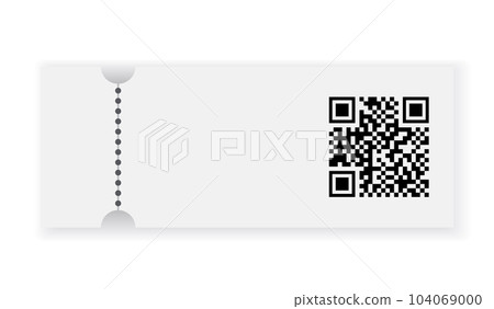 Empty ticket template. Blank concert ticket or lottery coupon. Event coupon or cinema movie theater card. Festival or circus paper empty flyer. Vector isolated illustration 104069000