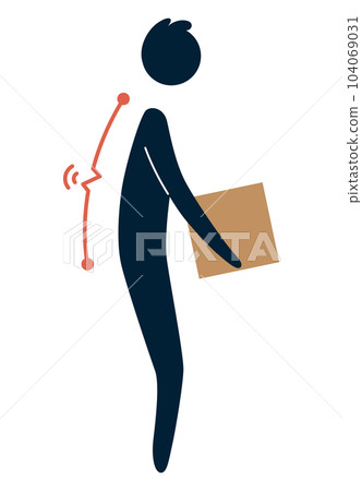 Lifting technique safe movement. Safety. Incorrect instruction for moving heavy packages for workers. Ergonomic movement for loading objects vector flat illustration 104069031