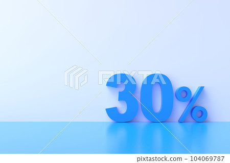 3D Rendering. 30 percent off with freespace for texting on pastel blue background. Special Offer 30% Discount Tag. Super sale offer and best seller. 3D Rendering. 30 percent off with freespace for texting on pastel blue background. Special Offer 30% Discount Tag. Super sale offer and best seller. 104069787