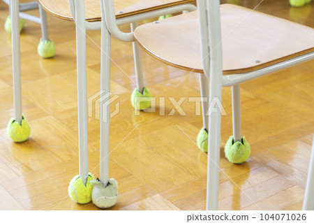 A chair with a tennis ball for silence A chair with a tennis ball for silence 104071026