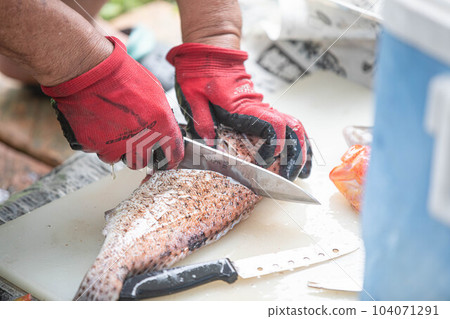 The person who judges the fish The person who judges the fish 104071291