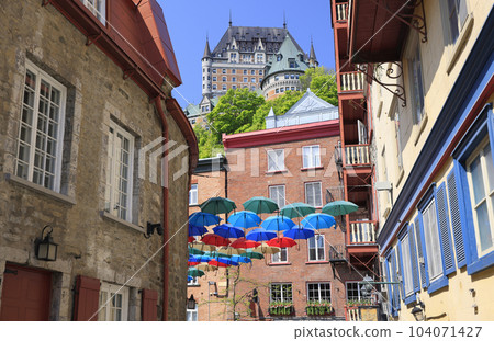 Old Quebec and Frontenac Castle viewed from lower city, Canada 104071427