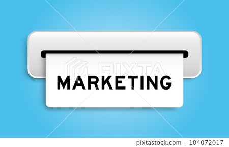 White coupon banner with word marketing from machine on blue color background 104072017