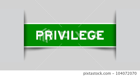 Green color square label sticker with word privilege that inserted in gray background Green color square label sticker with word privilege that inserted in gray background 104072070