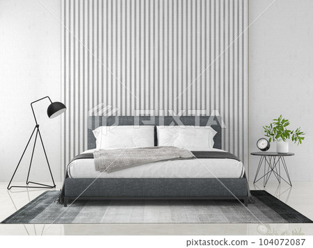 Interior living room with bed and decorations. Scandinavian design. 3D render Interior living room with bed and decorations. Scandinavian design. 3D render 104072087