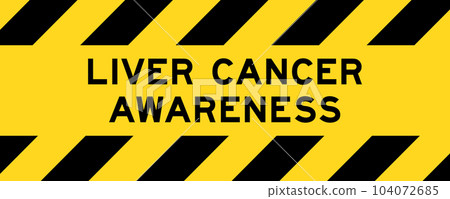 Yellow and black color with line striped label banner with word liver cancer awareness 104072685