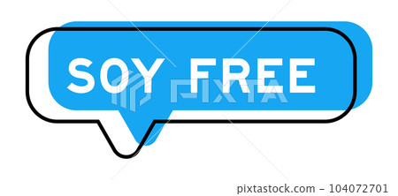 Speech banner and blue shade with word soy free on white background 104072701