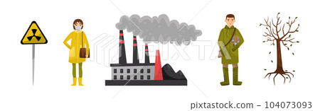 Air Pollution Awareness with Hazardous Radioactive Industrial Waste Vector Set Air Pollution Awareness with Hazardous Radioactive Industrial Waste Vector Set 104073093