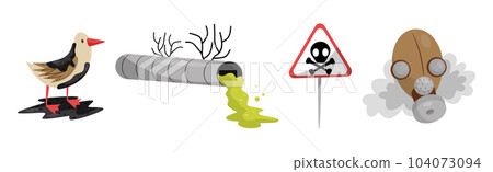 Air Pollution Awareness with Hazardous Radioactive Industrial Waste Vector Set Air Pollution Awareness with Hazardous Radioactive Industrial Waste Vector Set 104073094