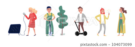 Eco-friendly Lifestyle with People Characters Save Planet and Earth Vector Set Eco-friendly Lifestyle with People Characters Save Planet and Earth Vector Set 104073099